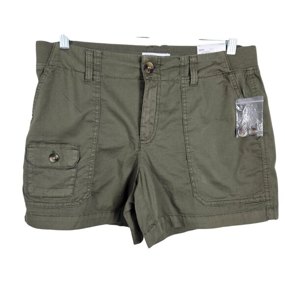 Sonoma Womens Olive Utility Cargo Shorts Size 12 With Extra Buttons - Picture 1 of 10